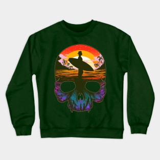 surfer shadow in skull silhouette Crewneck Sweatshirt